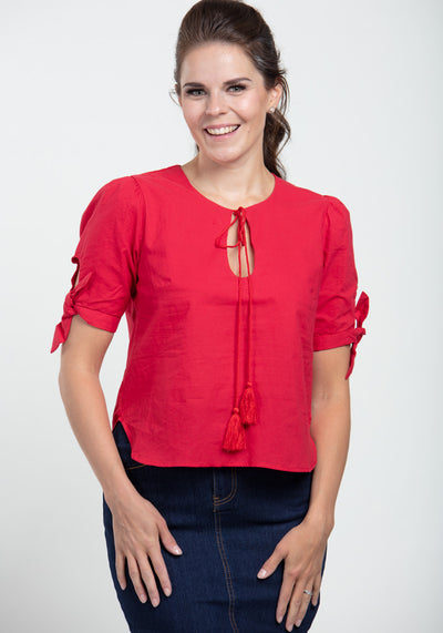 Susanna Tassels Red T-paita-Collectif-Miss Windy Shop