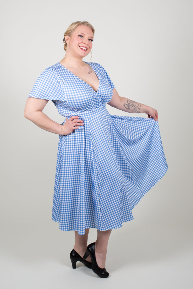 Lyra Blue Gingham Mekko-Lady Vintage-Miss Windy Shop