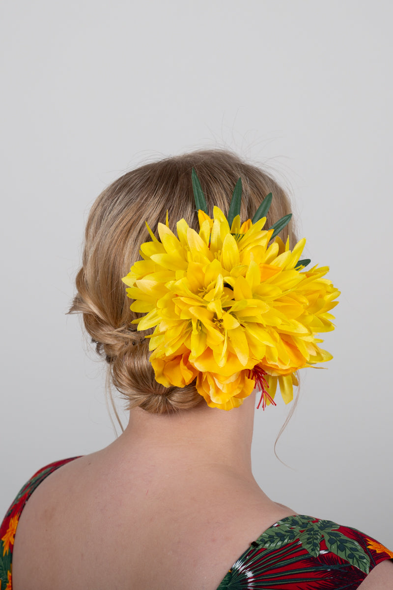 Hiuskukka Yellow Dahlia XL-Veronica's Flowers-Miss Windy Shop