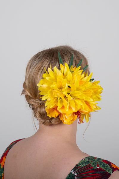 Hiuskukka Yellow Dahlia XL-Veronica's Flowers-Miss Windy Shop