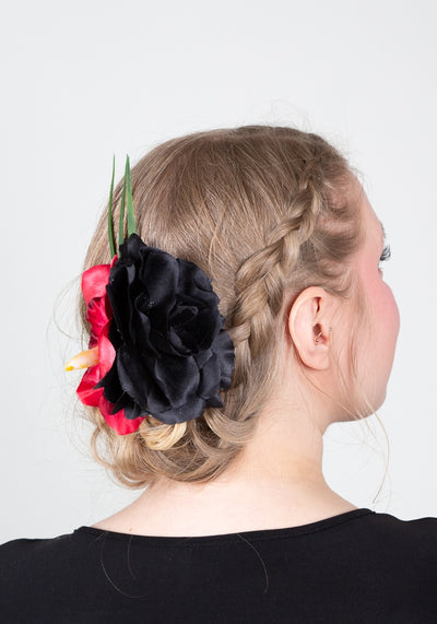 Hiuskukka Black & Red S-Veronica's Flowers-Miss Windy Shop