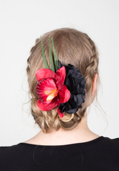 Hiuskukka Black & Red S-Veronica's Flowers-Miss Windy Shop