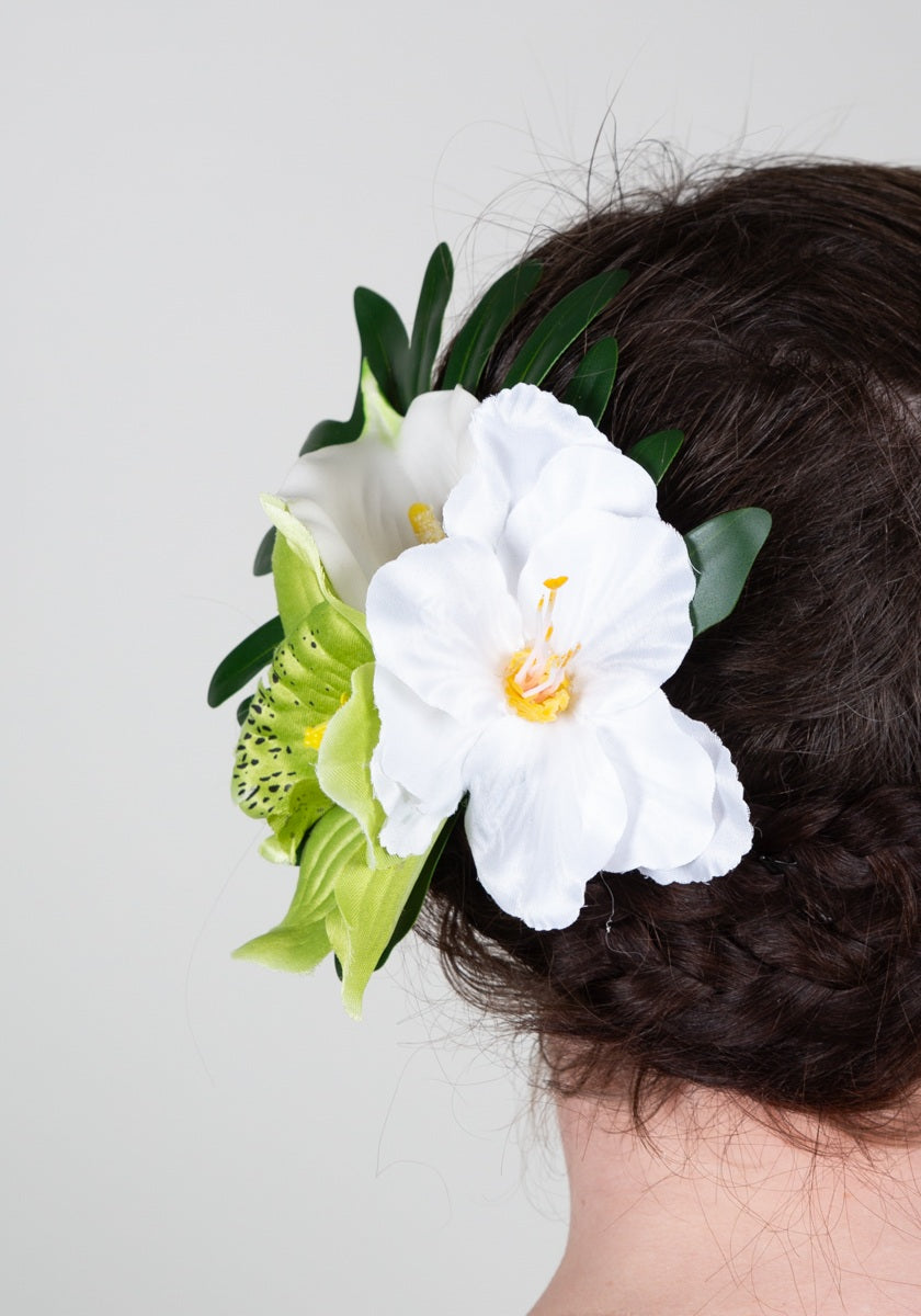 Hiuskukka Green & White M-Veronica's Flowers-Miss Windy Shop