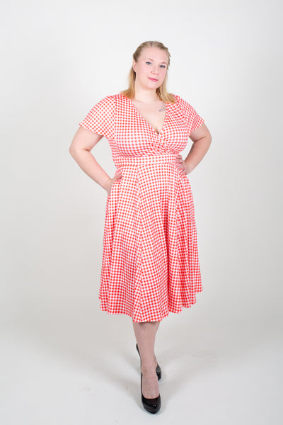 Lyra Red Gingham Kellomekko-Lady Vintage-Miss Windy Shop