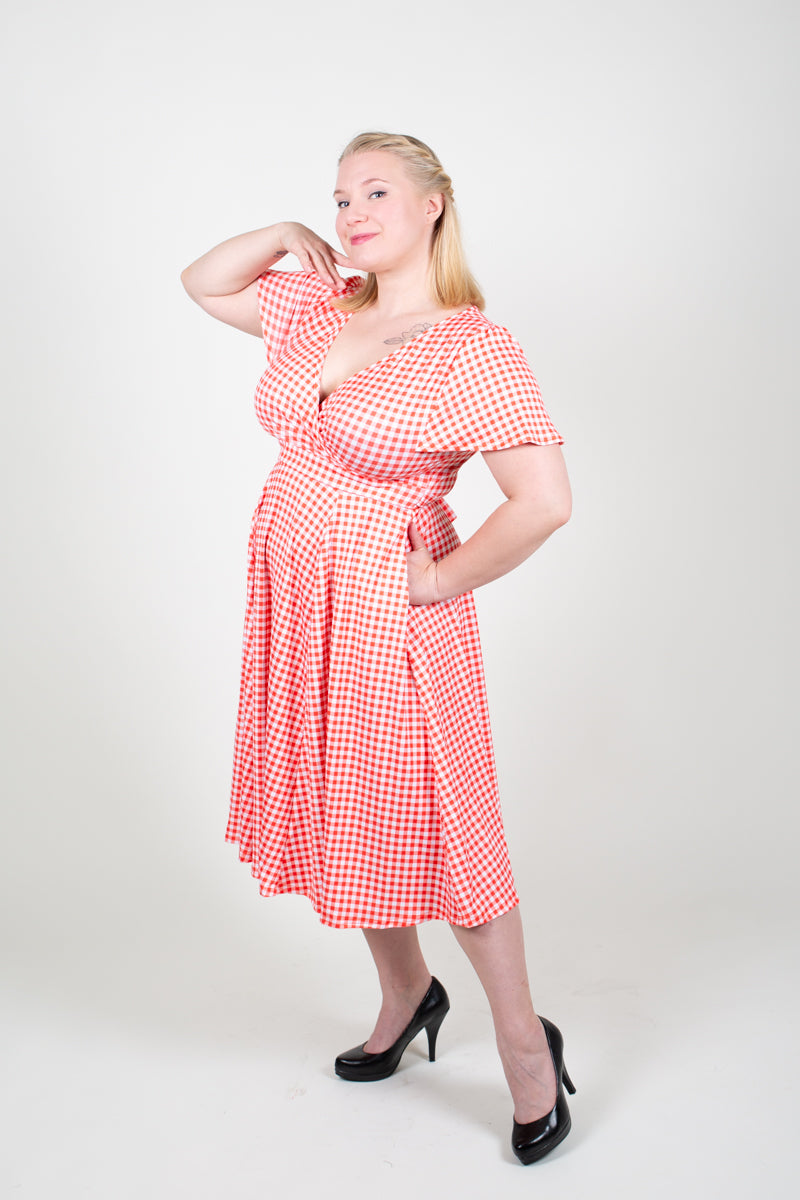 Lyra Red Gingham Kellomekko-Lady Vintage-Miss Windy Shop