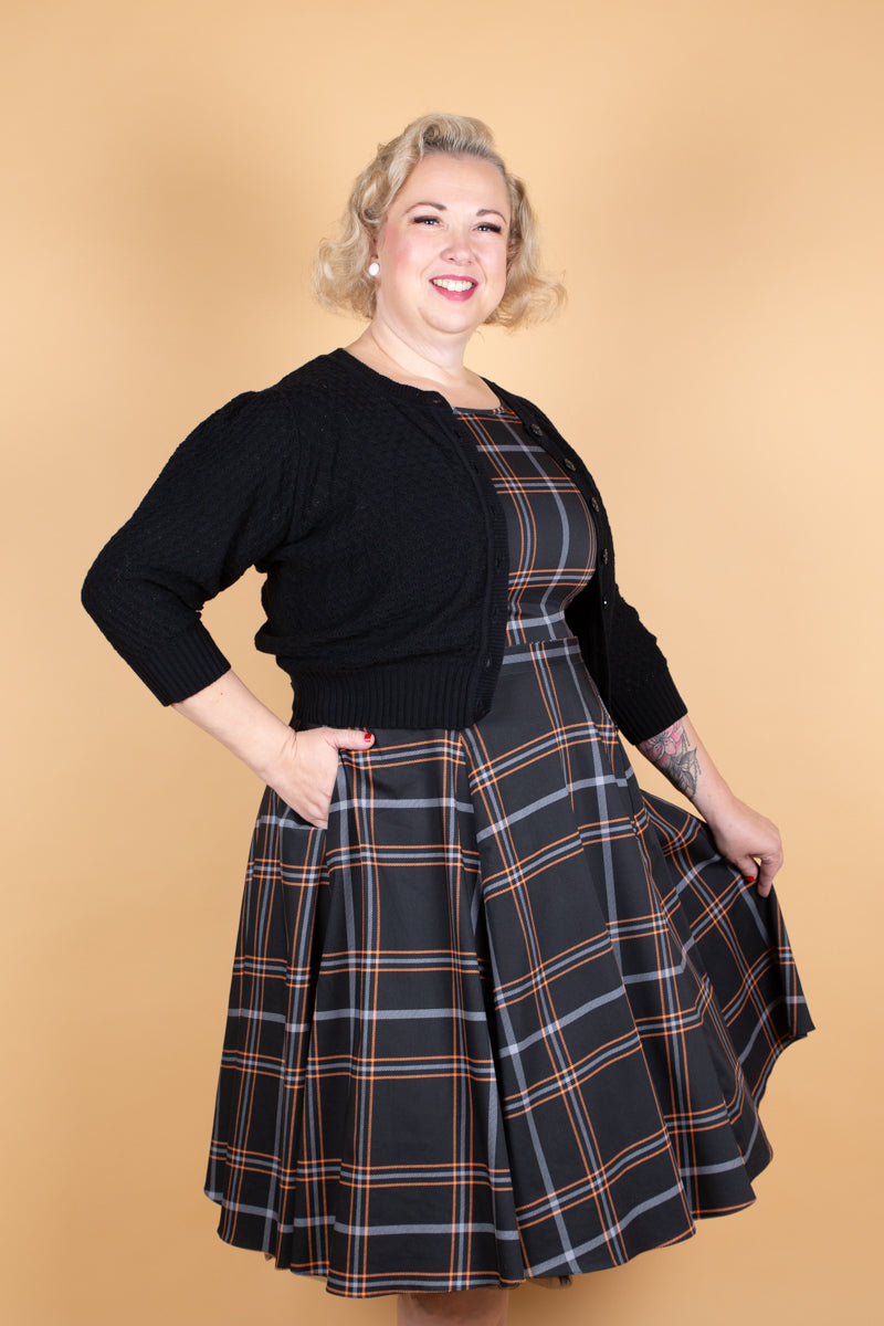 Hepburn Pumpkin Tartan Kellomekko-Lady Vintage-Miss Windy Shop