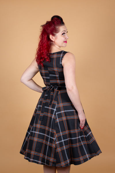 Hepburn Pumpkin Tartan Kellomekko-Lady Vintage-Miss Windy Shop