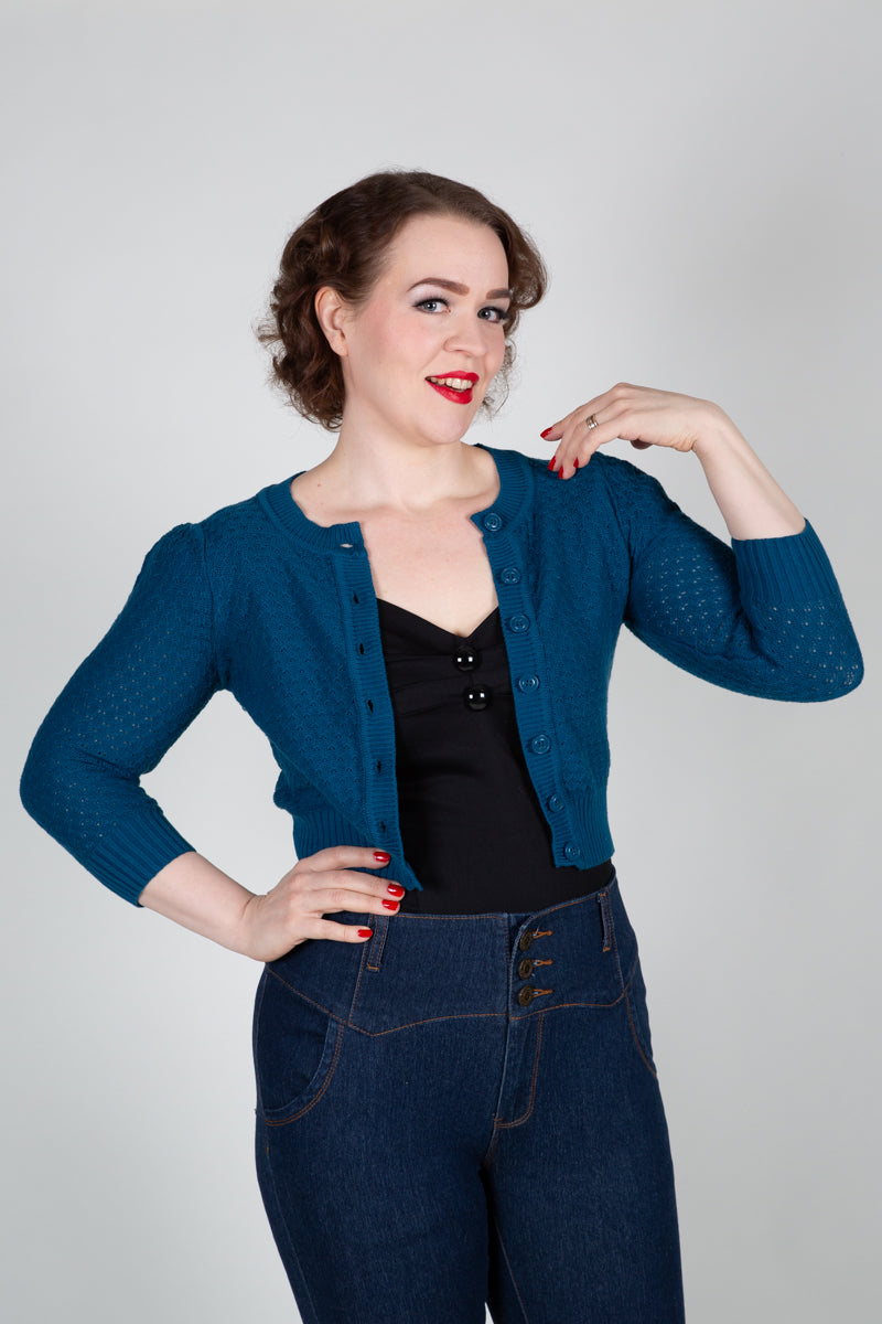 MAK Vintage Teal Blue Neuletakki-MAK-Miss Windy Shop