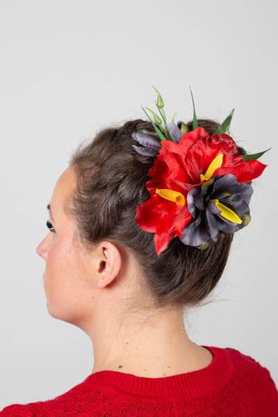 Hiuskukka Black & Red L-Veronica's Flowers-Miss Windy Shop
