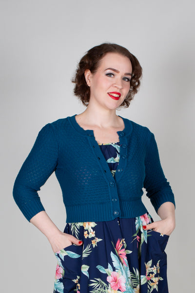 MAK Vintage Teal Blue Neuletakki-MAK-Miss Windy Shop