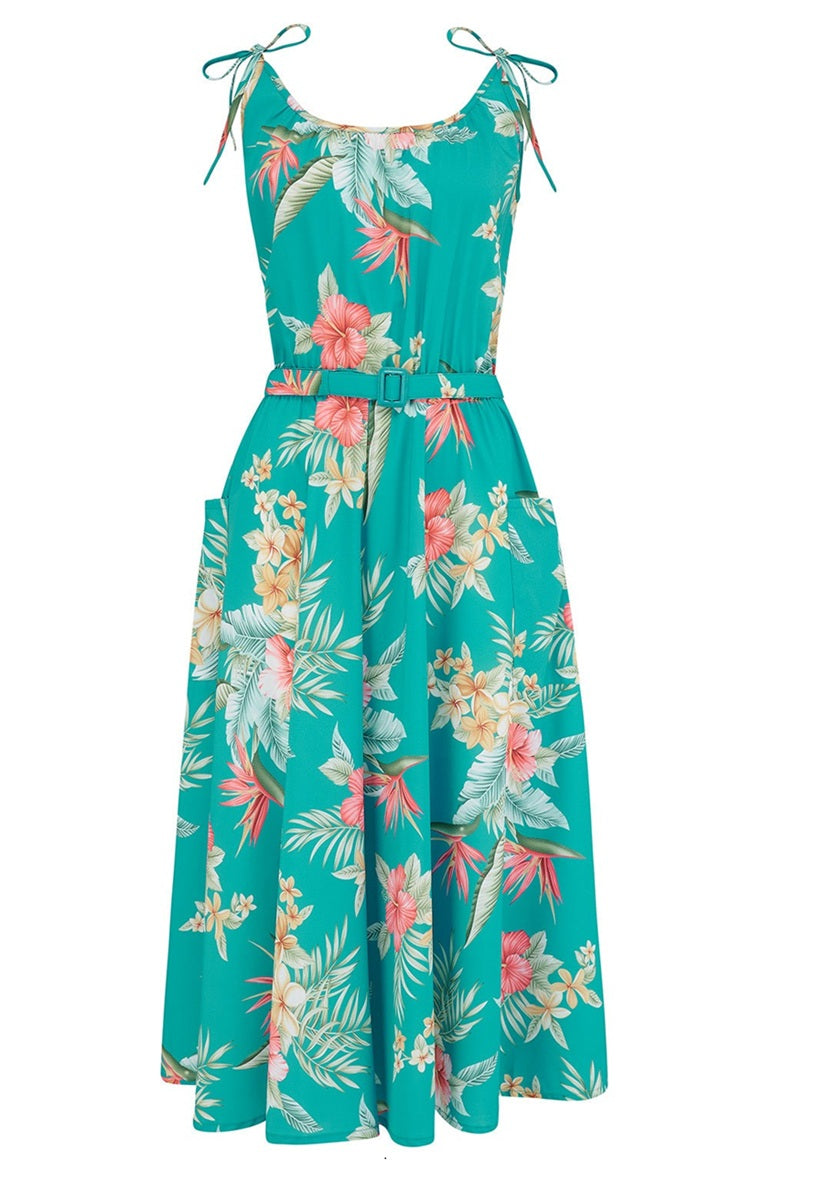 Suzy Sun Dress Teal Honolulu Kellomekko-Rock n Romance-Miss Windy Shop