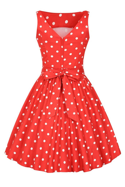 Red Polka Dot Tea Kellomekko-Lady Vintage-Miss Windy Shop