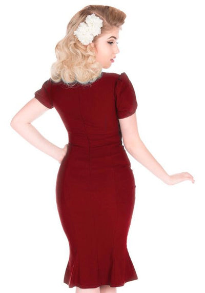 1940's Deep Red Fishtail Kynämekko-Lady Vintage-Miss Windy Shop