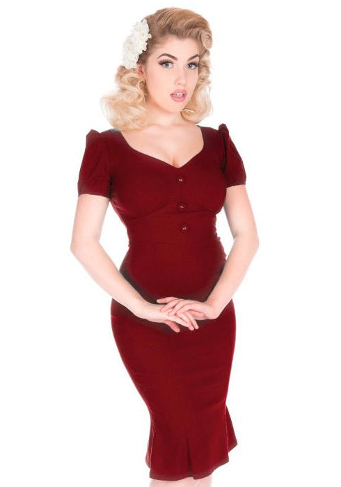 1940's Deep Red Fishtail Kynämekko-Lady Vintage-Miss Windy Shop