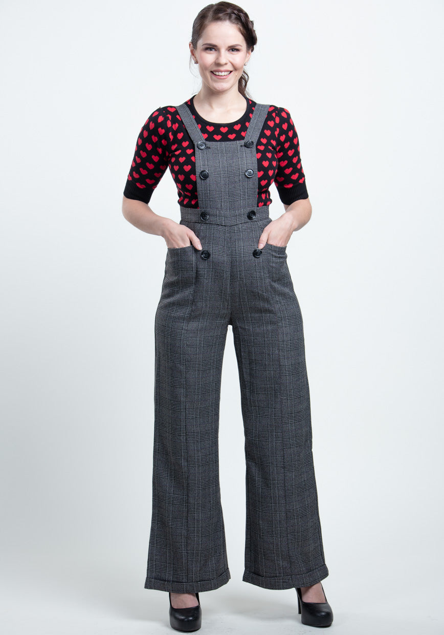 Brenda Librarian Check Dungaree Haalarit-Collectif-Miss Windy Shop