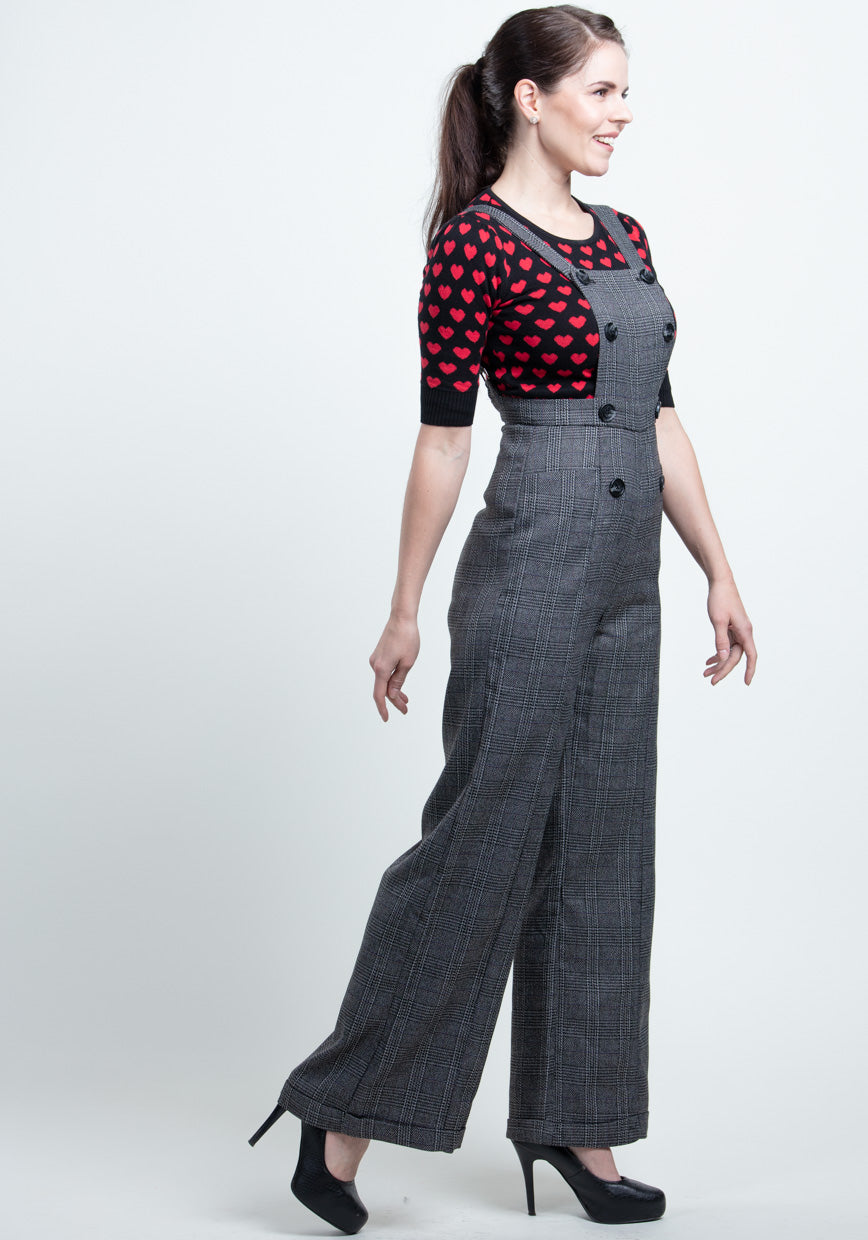 Brenda Librarian Check Dungaree Haalarit-Collectif-Miss Windy Shop