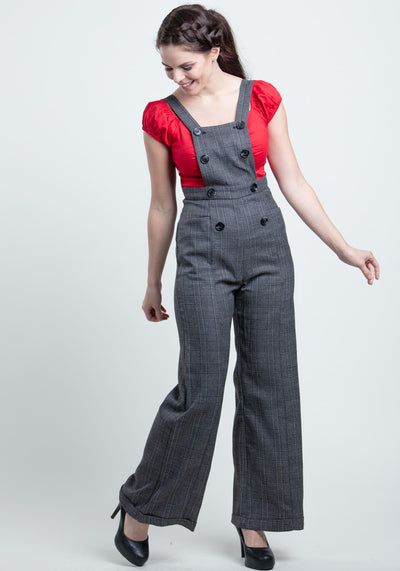 Brenda Librarian Check Dungaree Haalarit-Collectif-Miss Windy Shop