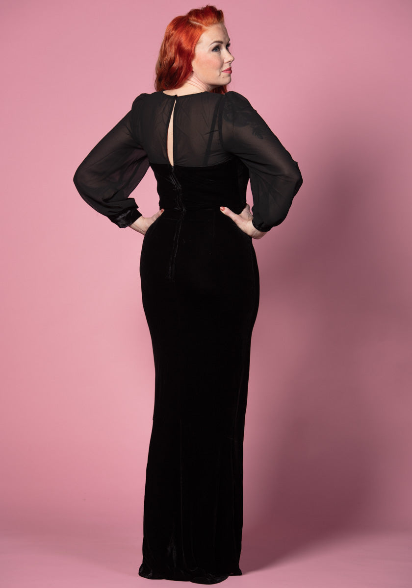 Arionna Black Velvet Maxi Mekko-Collectif-Miss Windy Shop