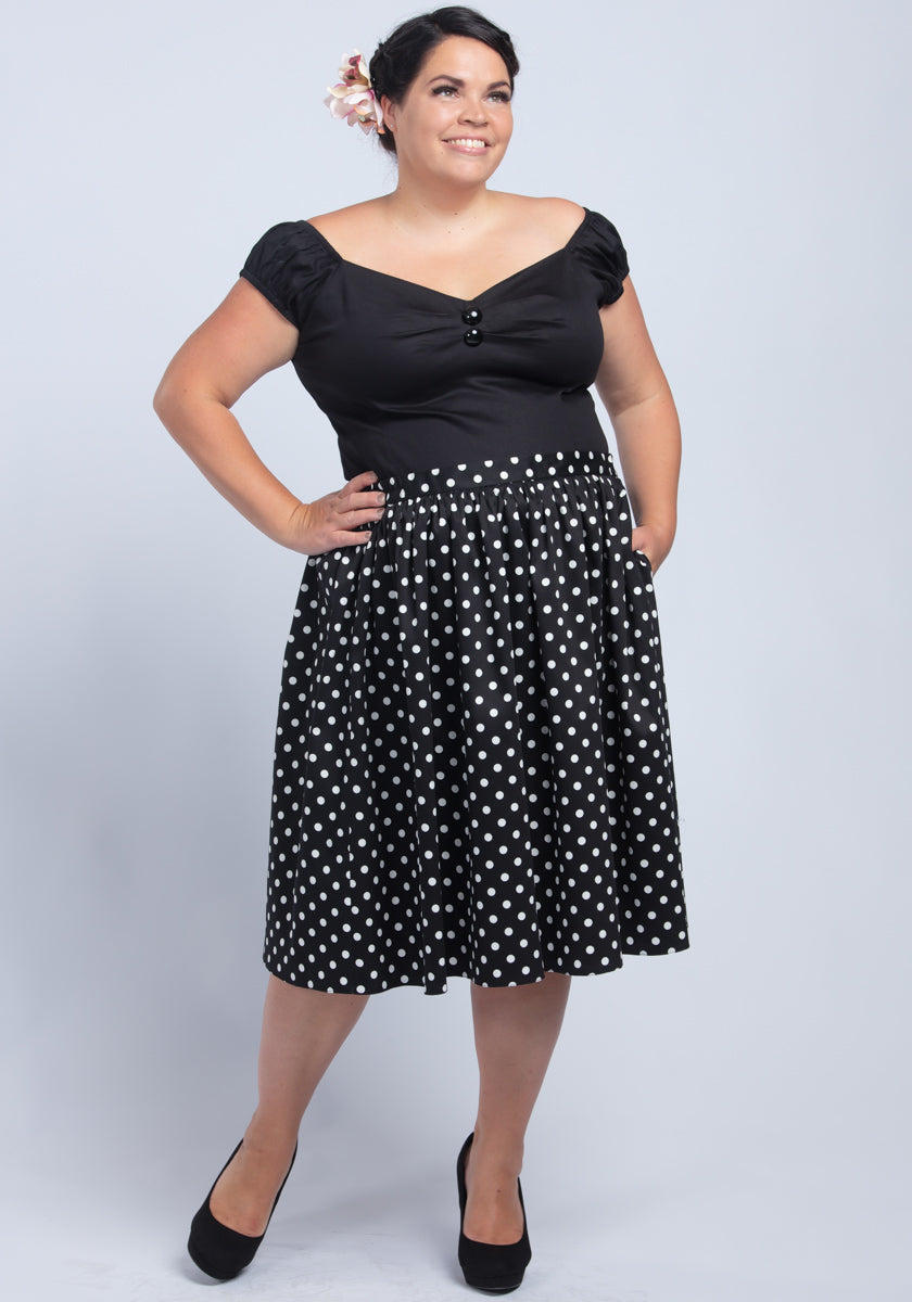 Black Polka Dot Swing Skirt Kellohame-Lady Vintage-Miss Windy Shop