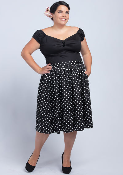 Black Polka Dot Swing Skirt Kellohame-Lady Vintage-Miss Windy Shop