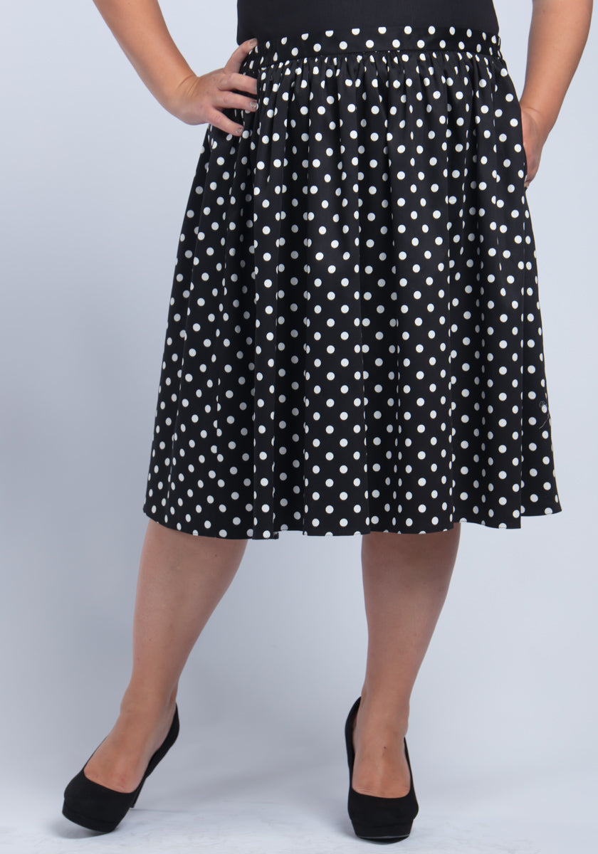 Black Polka Dot Swing Skirt Kellohame-Lady Vintage-Miss Windy Shop