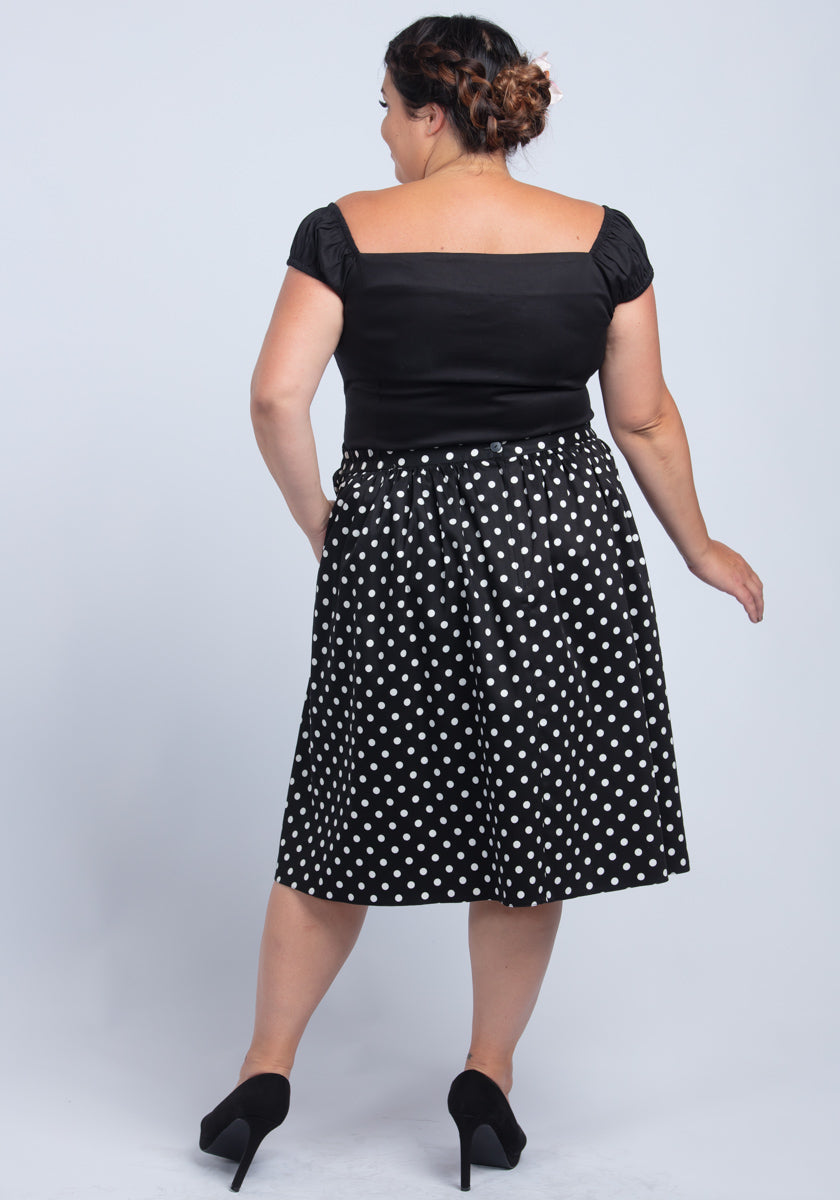 Black Polka Dot Swing Skirt Kellohame-Lady Vintage-Miss Windy Shop