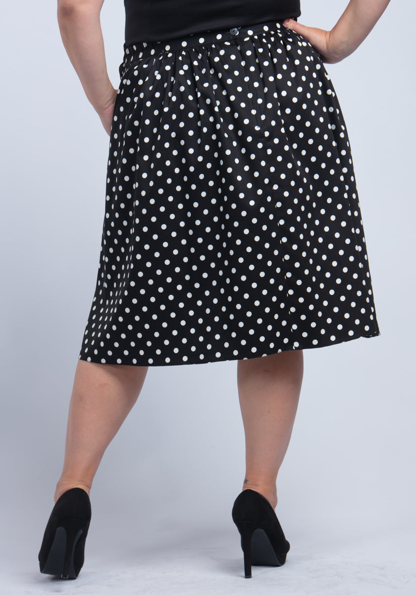 Black Polka Dot Swing Skirt Kellohame-Lady Vintage-Miss Windy Shop