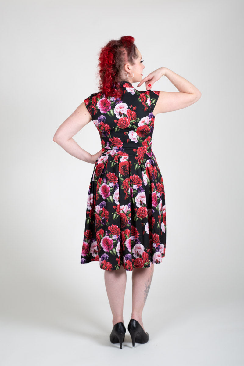 Eva Red Roses Vintagemekko-Lady Vintage-Miss Windy Shop