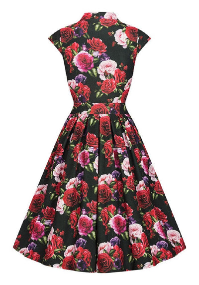 Eva Red Roses Vintagemekko-Lady Vintage-Miss Windy Shop