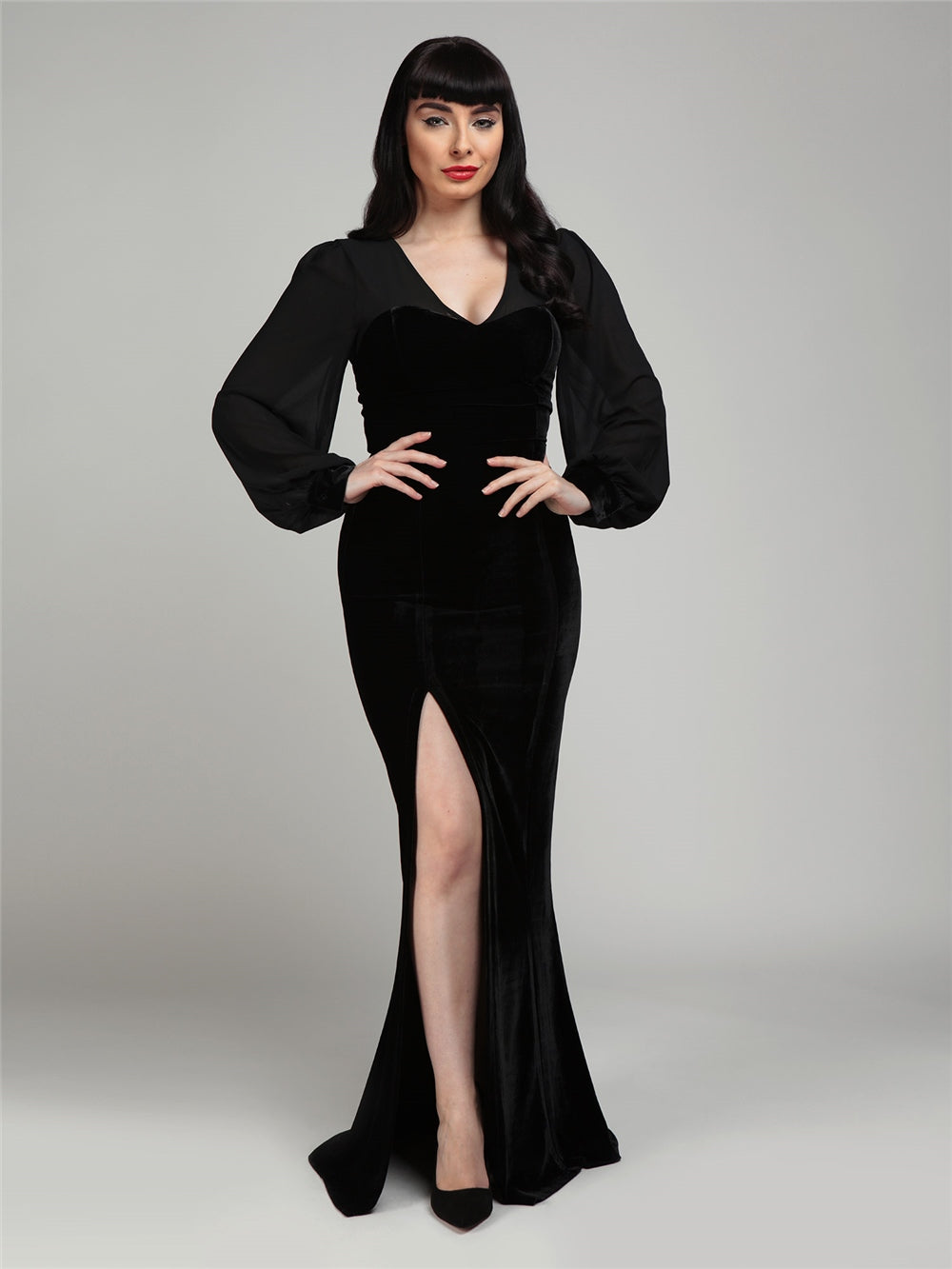 Arionna Black Velvet Maxi Mekko-Collectif-Miss Windy Shop