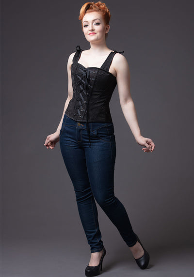 Black Vintage Overbust Korsetti-Corset Story-Miss Windy Shop