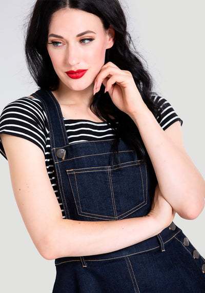 Dakota Pinafore Navy Lappuhame-Hell Bunny-Miss Windy Shop