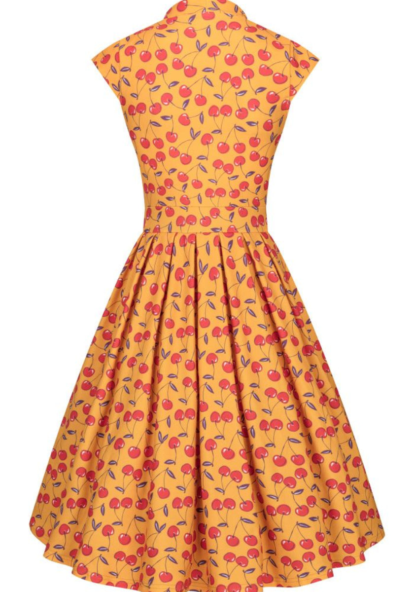 Eva Mustard Cherry Vintagemekko-Lady Vintage-Miss Windy Shop