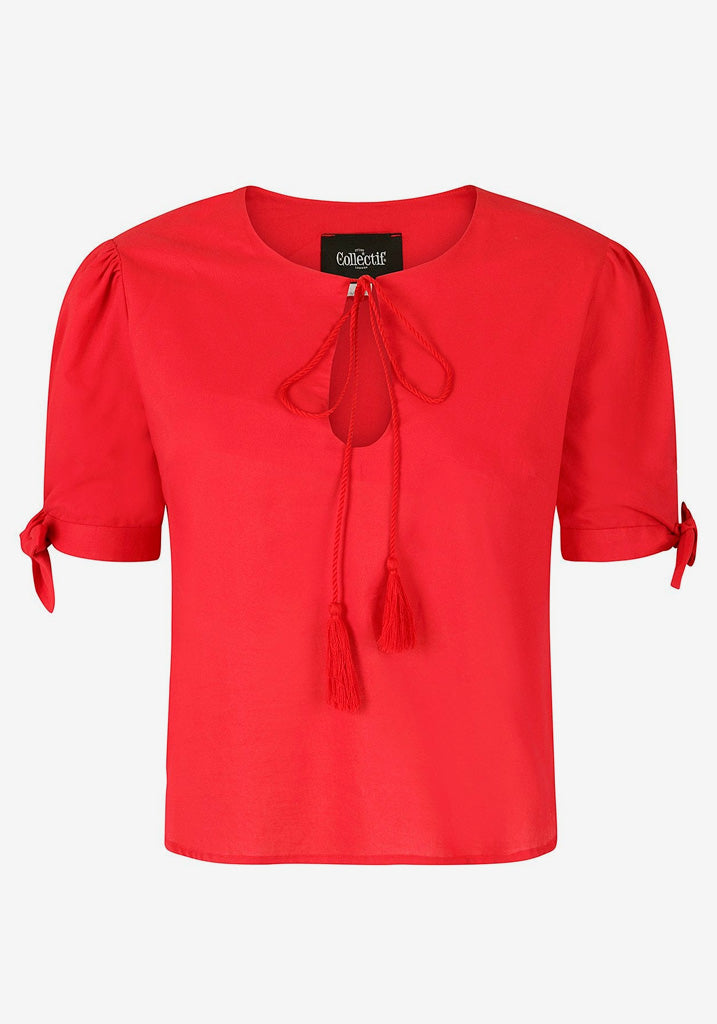 Susanna Tassels Red T-paita-Collectif-Miss Windy Shop